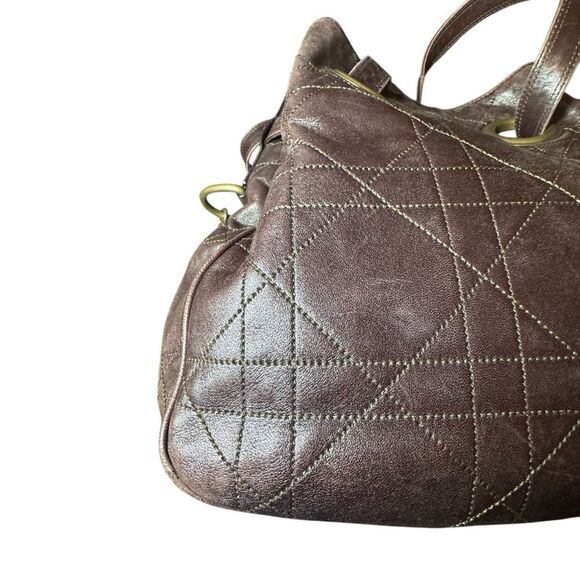 Christian Dior Brown Quilted Cannage Leather Small Hobo Bucket Shoulder Bag Auth - Picture 8 of 14